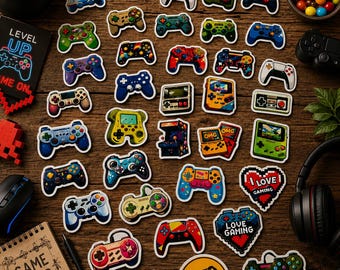 Set de 50 pegatinas de dibujos animados para gamers – 50 pegatinas geniales para gamers | Decoración de cómics, mandos y videojuegos