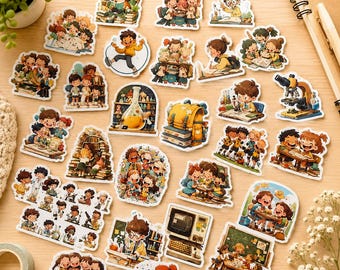 Juego de 50 pegatinas escolares – Pegatinas para el campus y la escuela primaria para niños, portátiles y cuadernos escolares - Scrapbooking