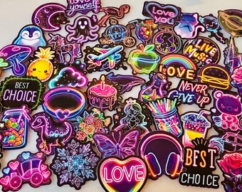 50 Purple Neon Graffiti Stickers – Cool Street Art Stickers – Kids – Stickers – Elementary School – Birthday