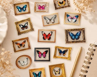 Juego de 50 pegatinas de mariposas para marcos de fotos – 50 pegatinas de mariposas Naturaleza y decoración