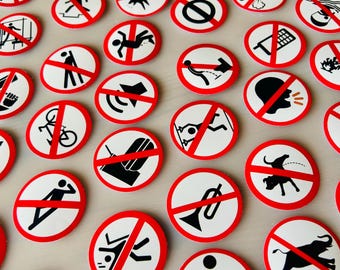 Juego de 50 pegatinas divertidas con letreros de prohibición – 50 pegatinas con humor | Humor, letreros divertidos y decoración retro