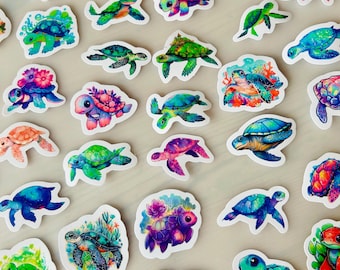 50 Süße Schildkröten Sticker Set – 50 niedliche Turtle Aufkleber | Kawaii Meerestiere & Tier Deko