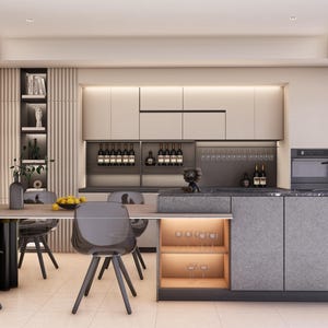 Progettazione di cucine personalizzate, rendering di interni moderni, visualizzazione architettonica 3D