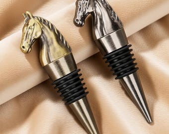 Tappo per bottiglia di vino a forma di testa di cavallo: tappo di sughero in metallo, accessorio da bar equestre, regalo per gli amanti del vino, regalo per gli amanti dei cavalli