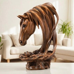 Escultura de cabeza de caballo: Estatua de decoración ecuestre para el hogar, figura de arte moderna para escritorio, regalo para amantes de los caballos.