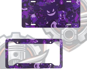 Gengar Ghost Friends License Plate – Purple Anime Car Decor, Kawaii Manga Accessories