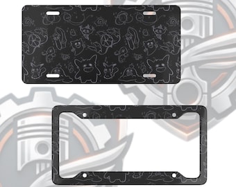 Ghost Pokemon License Plate Frame, Gengar Mimikyu Chandelure Car Decor, Minimalist Anime JDM Plate Holder, Aesthetic Gift