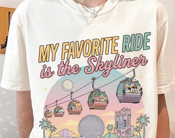 Camiseta retro Skyliner, camiseta de góndola inspirada en Disney, camiseta de Epcot Hollywood Studios, camiseta de vacaciones a juego, camiseta de transporte al parque 2026