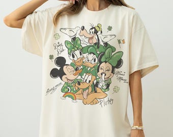 Retro Mickey & Friends Disney St. Patrick's day png, WDW Disneyland Family Trip 2026 png, Disney Lucky Shamrock png