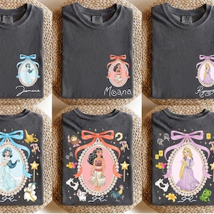 Coquette Bow Disney Princess Vintage Shirt, Belle Ariel Elsa Cinderella, Magic Kingdom Magical Castle Tee, Walt Disney Disney Girl Trip Gift image 2