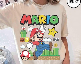 Comfort Colors Retro Super Mario Shirt,Super Mario Matching Tee, Mario and Friends Shirt, Super Mario Birthday Party Tee, Mario Family Shirt