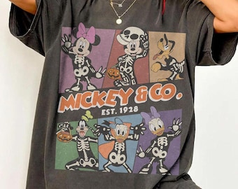 Koszulka na Halloween Retro Mickey & CO Est. 1928, Koszulka na Halloween Disney, Koszulka z duchem Myszki Miki, Koszulka na imprezę Halloweenową Myszki Miki z 2026 roku