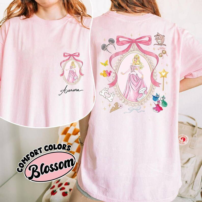 Coquette Bow Disney Princess Vintage Shirt, Belle Ariel Elsa Cinderella, Magic Kingdom Magical Castle Tee, Walt Disney Disney Girl Trip Gift image 6