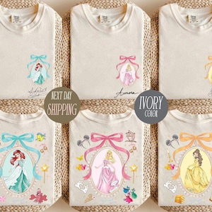 Coquette Bow Disney Princess Vintage Shirt, Belle Ariel Elsa Cinderella, Magic Kingdom Magical Castle Tee, Walt Disney Disney Girl Trip Gift image 1