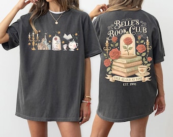 Comfort Colors® Retro Belle's Book Club Shirt, Tale As Old As Time Belles Book Cafe Shirt, Princess Belle Shirt, Book Lover Gift, Reader Tee