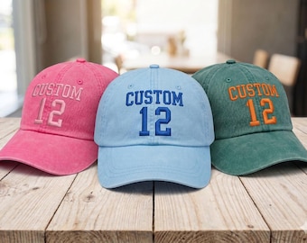 Gorra personalizada con número y nombre bordados, gorra deportiva personalizada, gorras de béisbol y fútbol para mamá y papá.