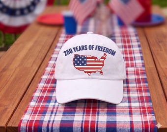 Gorra bordada con la bandera de EE. UU. de los 250 años de libertad, gorra retro con el orgullo americano