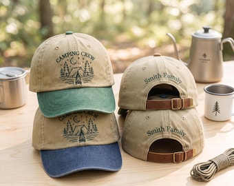 Gorra de camping bordada a medida: Gorras personalizadas para campistas, gorras para viajes de camping