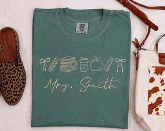 Camisa personalizada bordada para profesor, sudadera bordada con apellido