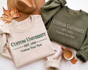 Custom University Embroidered Sweatshirt, Embroidery College Hoodie, Personalized School Shirt