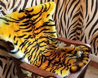 Faux Tiger-Print Cushion, Tiger-Patterned Chair Pad, Sofa Mat, Wall Hanging, Rug