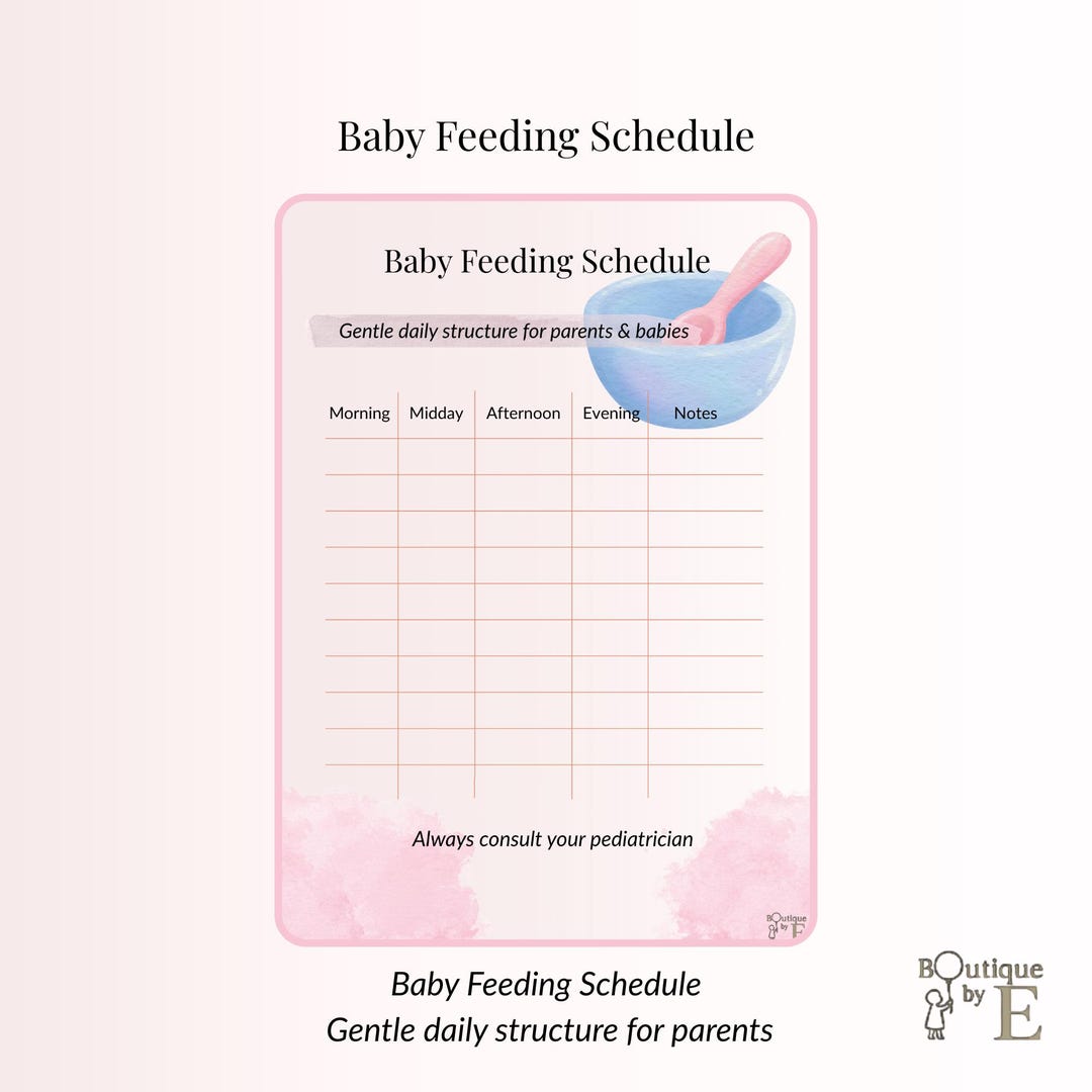 Baby Feeding Schedule Printable | Daily Feeding Routine Planner | Baby ...