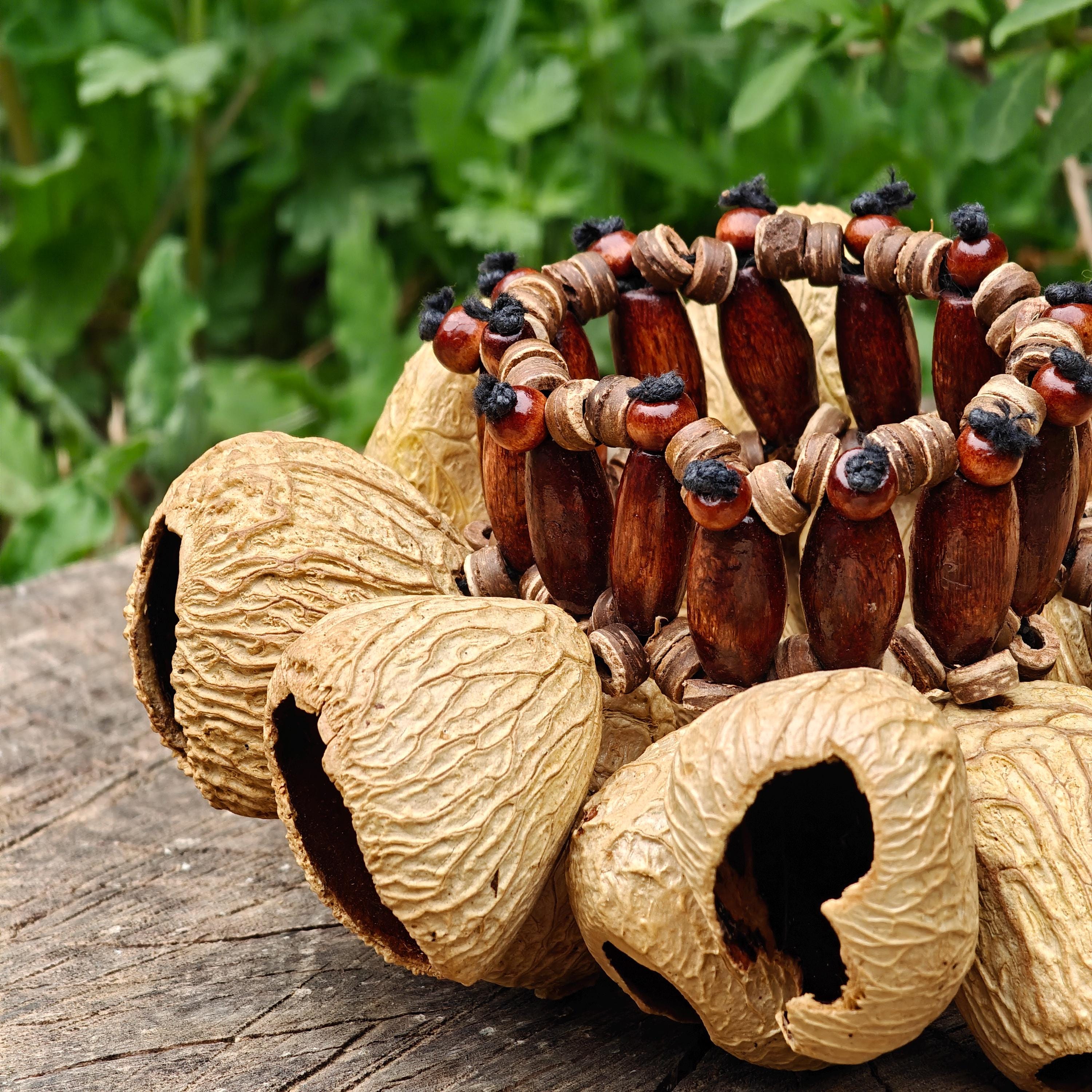 Nut Spirit Rattle Seed Pod Nut Bracelet Set, Tribal Boho Wooden Beaded Wrist Rattle - Etsy