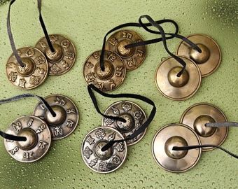 Handcrafted Speculum Metal Tingsha Cymbals, 6.6cm Tibetan Meditation Chimes, Yoga Altar Decor