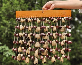 Professional Seed Pod Row Chime, Large Rattle Wall Hanging, Shamanic Sound Healing Instrument, Zen Home</em></strong>