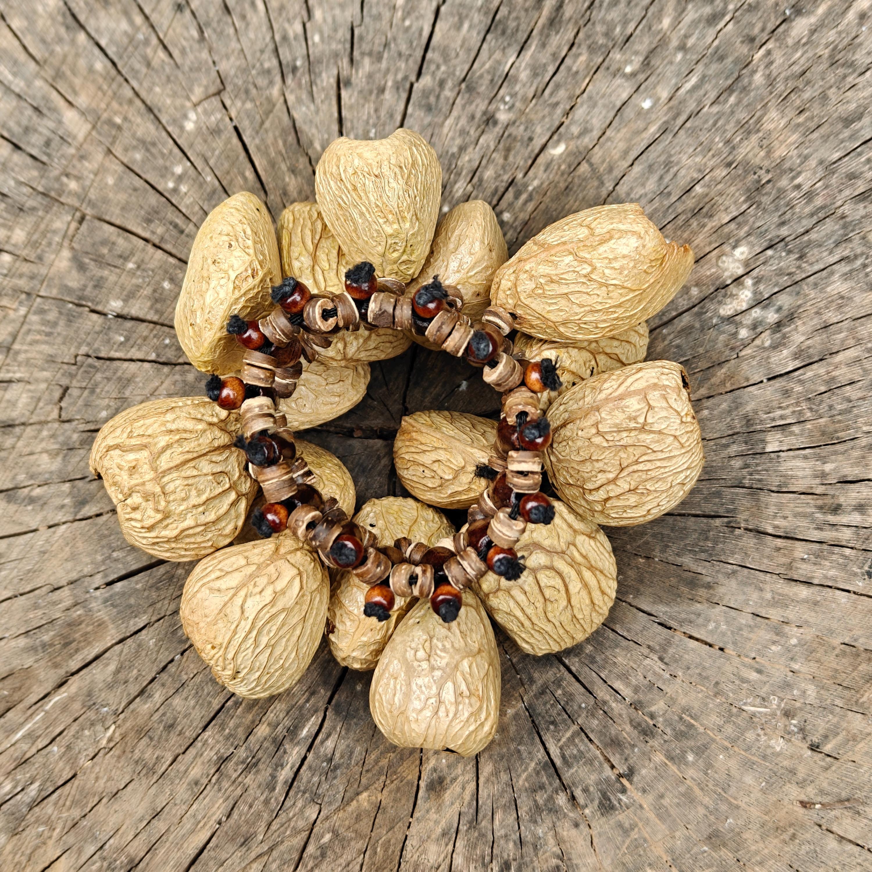 Palm Nut Rattle Seed Pod Nut Bracelet Set, Tribal Boho Wooden Beaded Wrist Rattle - Etsy