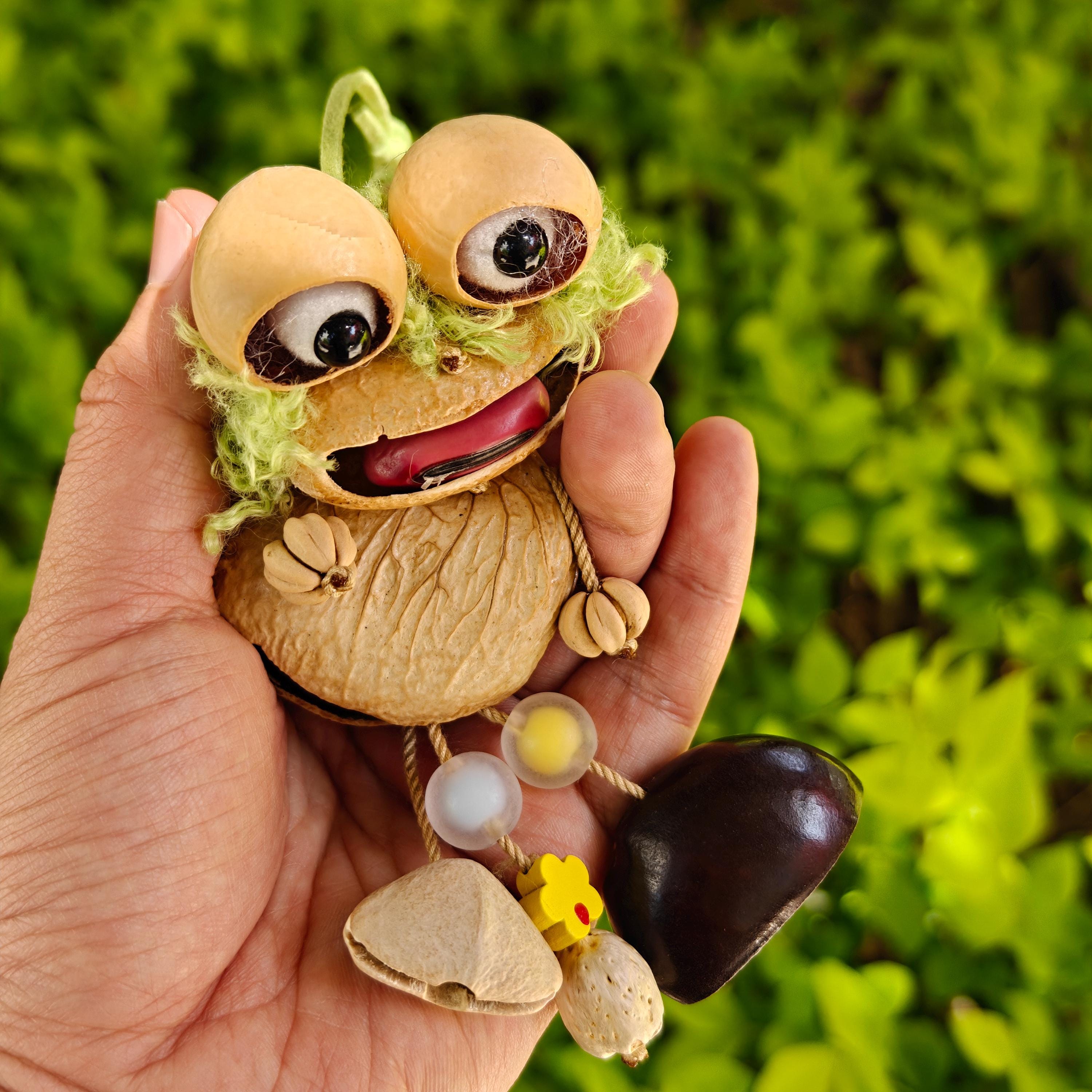 Nut Spirit Rattle Mini Frog Seed Pod Charm, Natural Nut Shell Rattle, Quirky Forest ...