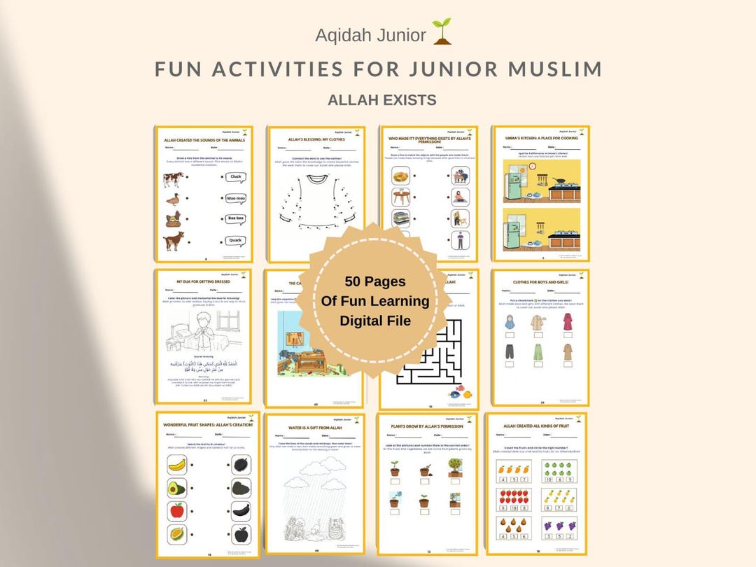 Allah Exists Islamic Kids Worksheet, Aqidah Homeschool Printable (PDF ...