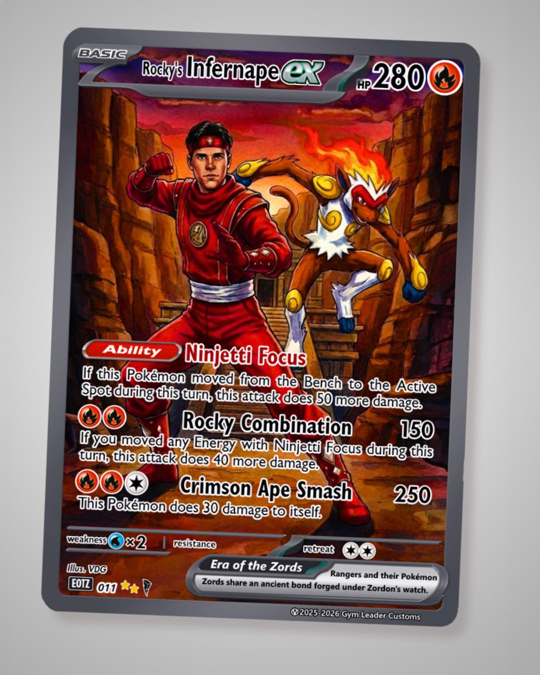 pokemon ranger card tcg 1994 Mighty Morphin Power Rangers Series Trading Cards Unopened Pack : Toys & Games variation to centering Ninjetti Red Ranger Infernape Custom