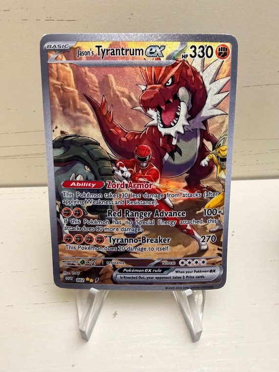 Red Ranger Tyrantrum Custom Pokmon Card | Power Rangers Pokmon Crossover  | Holo Fan Art Trading Card - Etsy