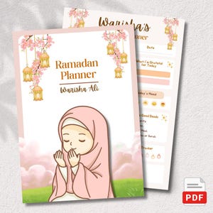 Planificador de Ramadán personalizado para niños / Planificador con nombre personalizado / Seguimiento diario, Salah, Ayuno (PDF imprimible)