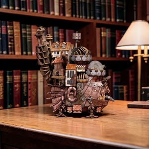 DIY 3D Wooden Walking Castle Puzzle Kit | Steampunk Moving Fortress Model | Fantasy Mechanical Castle Decor | Unique Desk Gift