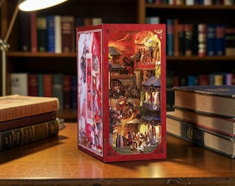 Op Mulan Legend geïnspireerde boekenhoekset – anime-stijl DIY 3D houten puzzel, fantasie boekenplank invoegen boekensteun decor cadeau