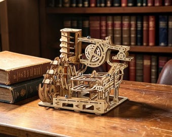 Electric 3D Wooden Marble Run Puzzle, 239pcs Mechanical Track Model Kit, DIY STEM Building Toy, Desk Decor Gift Collectible