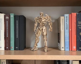 3D houten robotpuzzelset | Mechanisch Steampunk-model zelf maken | Lasergesneden houten robotfiguur | Sci-Fi-bureaudecoratie | Cadeau robotbouwer