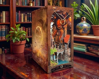 Magic Lord Rings boekenhoekset – DIY Spirit Valley boekenplank invoegen, fantasie miniatuur diorama, handgemaakte houten plank decor cadeau