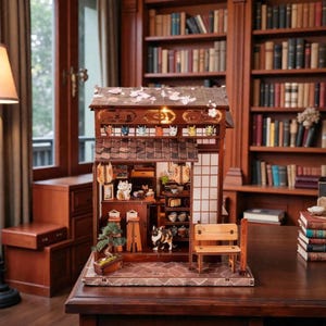 Book Nook Maison De Poupée Style Japonais – Kit 3D En Bois Avec LED, DIY Créatif Pour Adultes – Idée Cadeau Noël Anniversaire