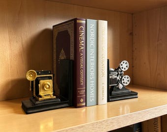 Vintage camera boekensteunen metalen retro bioscoop decor | Houder voor projectorsteunen | Cadeau voor fotograaf, filmmaker en boekenliefhebber
