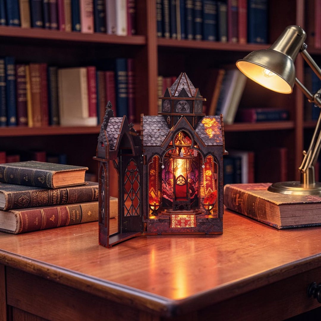 DIY Gothic Dragon Castle Book Nook Kit | Fantasy Bookshelf Insert