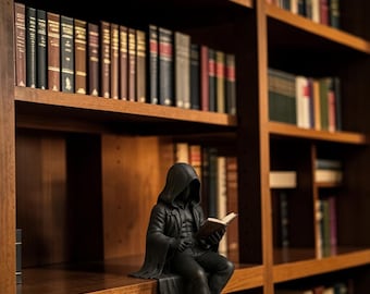 Harsbeeldje lezend beeldje | Sculptuur lezende man, decor boekenliefhebber | Plankornament, bureaudecoratie, cadeau voor lezers, boekenwurmkunst