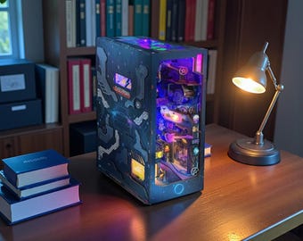 Kit per angolo lettura Cyberpunk Mini Alley – Libreria Diorama futuristica fai da te con luci a LED, scena in miniatura Cyberpunk