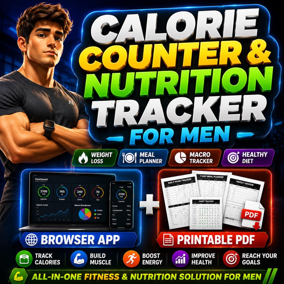 Calorie Counter & Nutrition Tracker for Men | Weight Loss Meal Planner ...
