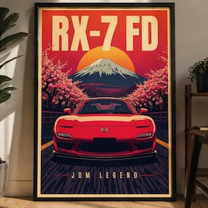 RX7 FD Poster, JDM Car Wall Art,