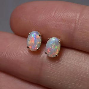 Orecchini a bottone in opale Welo etiope, gioielli in argento Sterling 925, regalo per lei