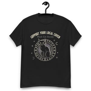 Support Local Coven T-shirt Black Cat Society, T-shirt Witchy Grunge