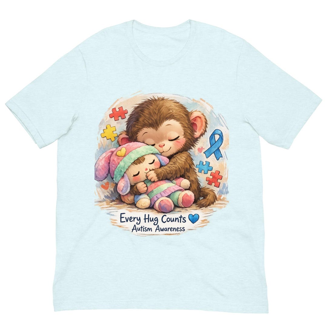 Autism Awareness Shirt, Monkey Plush Hug, Puzzle Piece Tee - Etsy